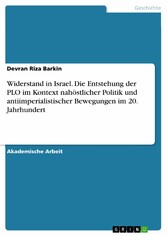 Widerstand in Israel. Die Entstehung der PLO im Kontext nahöstlicher Politik und antiimperialistischer Bewegungen im 20. Jahrhundert