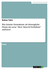 Wie könnte Demokratie als fürsorgliche Praxis das neue 'Herr- Knecht-Verhältnis' auflösen?