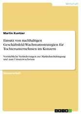 Einsatz von nachhaltigen Geschäftsfeld-Wachstumsstrategien für Tochterunternehmen im Konzern