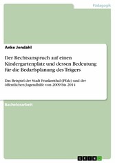 Der Rechtsanspruch auf einen Kindergartenplatz und dessen Bedeutung für die Bedarfsplanung des Trägers