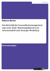 Das Betriebliche Gesundheitsmanagement und seine Ziele. Belastungsfaktoren im Arbeitsumfeld und Strategie-Workshop