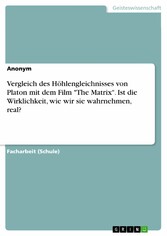 Vergleich des Höhlengleichnisses von Platon mit dem Film 'The Matrix'. Ist die Wirklichkeit, wie wir sie wahrnehmen, real?