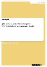 §4k EStG-E - die Umsetzung der ATAD-Richtlinie in nationales Recht