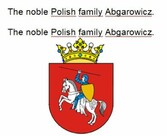 The noble Polish family Abgarowicz. Die adlige polnische Familie Abgarowicz.