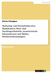 Marketing- und Vertriebstheorien. Marktformen, Preis- und Nachfrageelastizität, asymmetrische Informationen und Märkte, Wettbewerbsstrategien