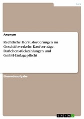 Rechtliche Herausforderungen im Geschäftsverkehr. Kaufverträge, Darlehensrückzahlungen und GmbH-Einlagepflicht