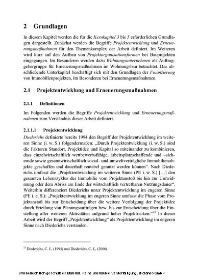 Projektorganisation und Finanzierung von Erneuerungsmaßnahmen im Wohnungsbau