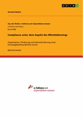 Compliance unter dem Aspekt des Whistleblowings