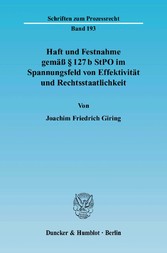 Haft und Festnahme gemäß § 127 b StPO im Spannungsfeld von Effektivität und Rechtsstaatlichkeit.