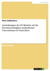 Auswirkungen des EU-Beitritts auf die Investitionstätigkeit ausländischer Unternehmen in Tschechien