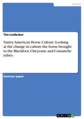 Native American Horse Culture: Looking at the change in culture the horse brought to the Blackfoot, Cheyenne and Comanche tribes.